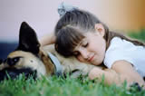 Family Protection Dog with girl